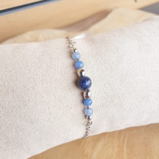 Bracelet dumortiérite et aventurine bleue bijoux pierres naturelles lithothérapie
