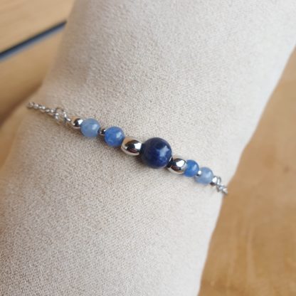 Bracelet dumortiérite et aventurine bleue bijoux pierres naturelles lithothérapie