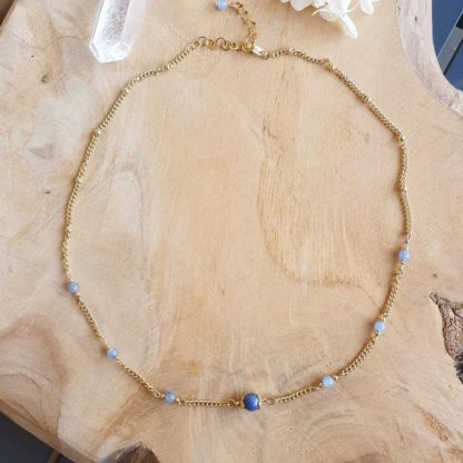Collier dumortiérite et aventurine bleue bijoux pierres naturelles lithothérapie