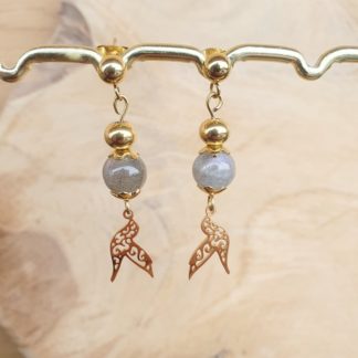 Boucles d'oreilles labradorite bijoux pierres naturelles lithothérapie