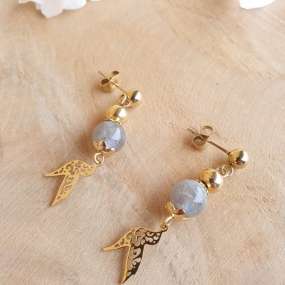 Boucles d'oreilles labradorite bijoux pierres naturelles lithothérapie