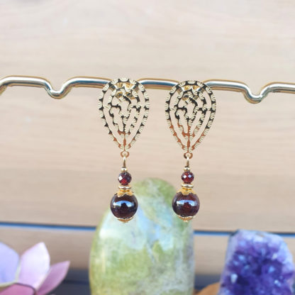 boucles d'oreilles en grenat bijoux en pierres naturelles lithothérapie