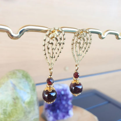 boucles d'oreilles en grenat bijoux en pierres naturelles lithothérapie