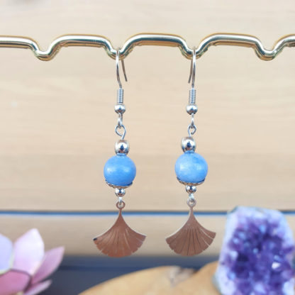 boucles d'oreilles en aventurine bleue bijoux en pierres naturelles lithothérapie
