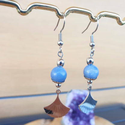 boucles d'oreilles en aventurine bleue bijoux en pierres naturelles lithothérapie