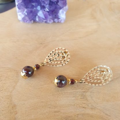 boucles d'oreilles en grenat bijoux en pierres naturelles lithothérapie