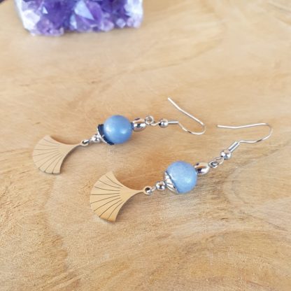 boucles d'oreilles en aventurine bleue bijoux en pierres naturelles lithothérapie
