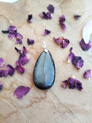 Pendentif obsidienne dorée lithothérapie pierres naturelles
