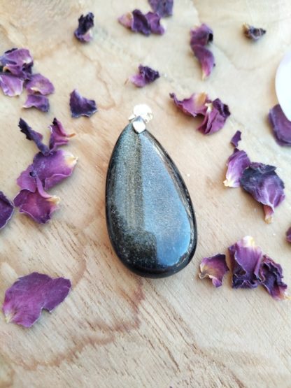 Pendentif obsidienne dorée lithothérapie pierres naturelles