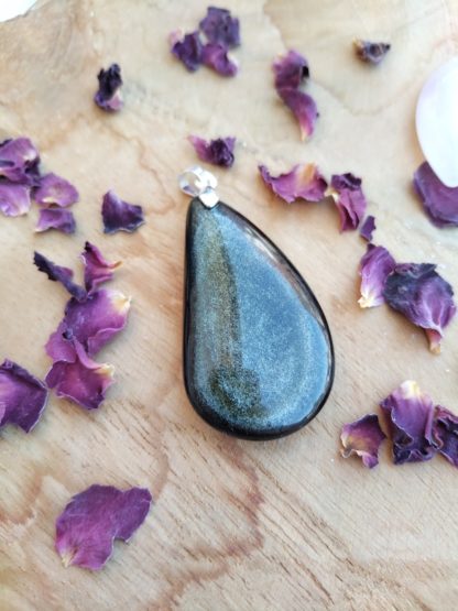Pendentif obsidienne dorée lithothérapie pierres naturelles