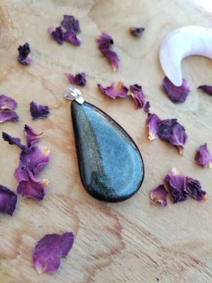 Pendentif obsidienne dorée lithothérapie pierres naturelles