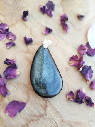 Pendentif obsidienne dorée lithothérapie pierres naturelles