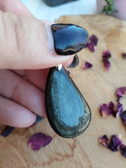 Pendentif obsidienne dorée lithothérapie pierres naturelles