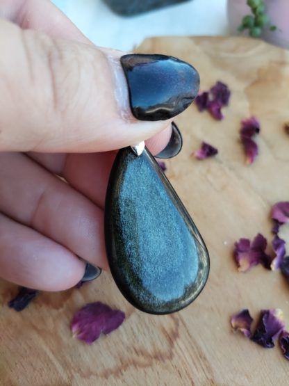 Pendentif obsidienne dorée lithothérapie pierres naturelles