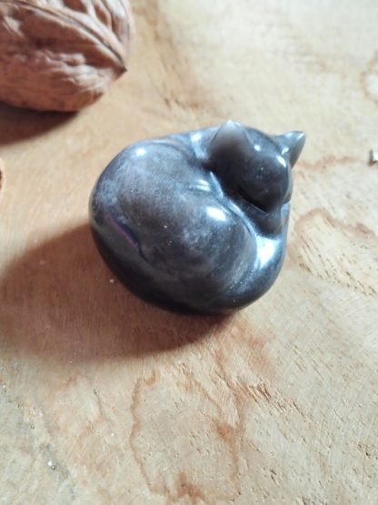 Petit chat en obsidienne argentée – Image 3