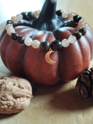 Bracelet en bronzite et pierre de lune - Mika