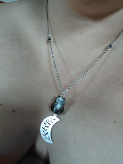 Sautoir hibou en obsidienne – Image 2