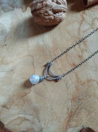 Collier lune en labradorite